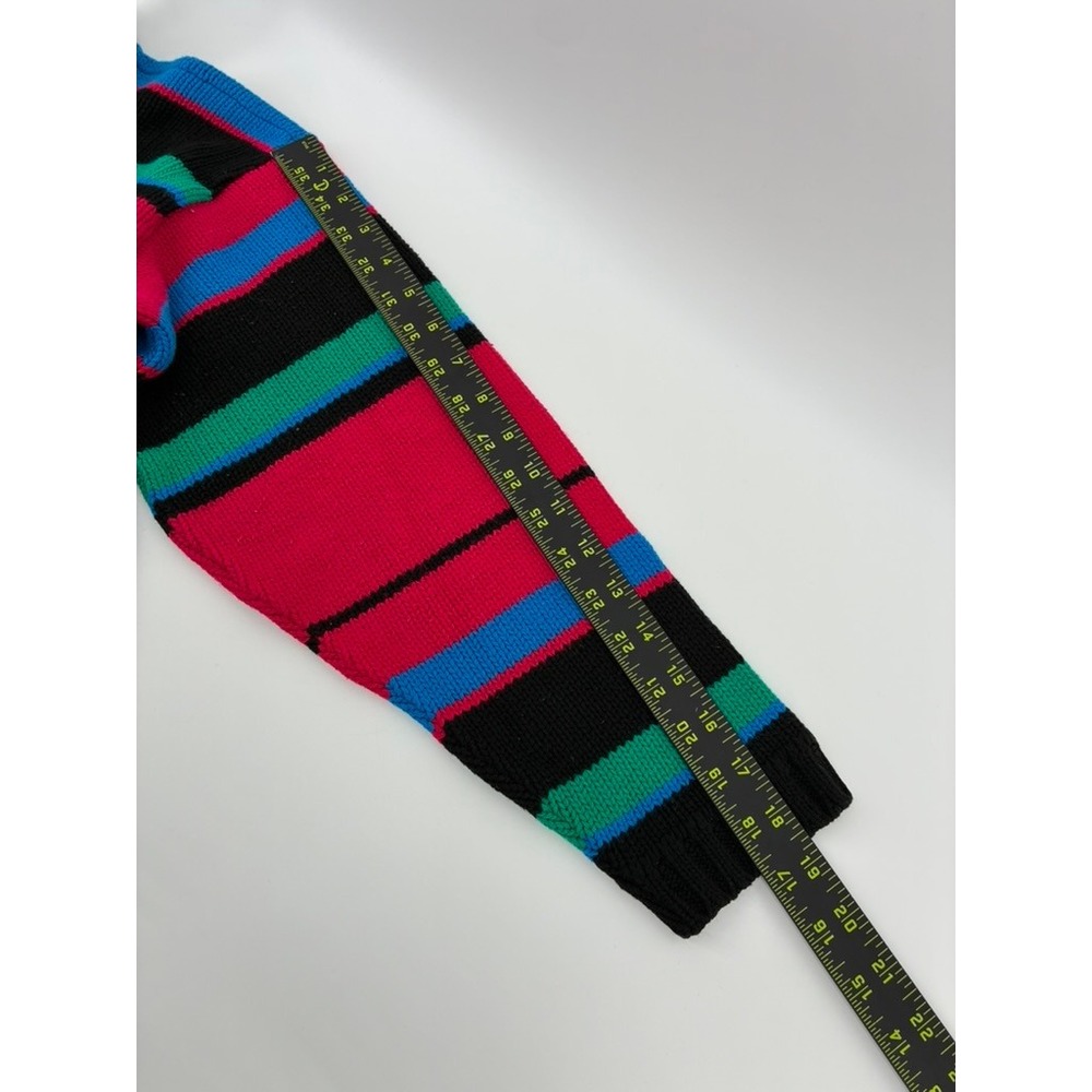 VNTG 90's Croquet Club Striped Mock Neck Sweater Pink Blue Green Black USA Made - Picture 6 of 10